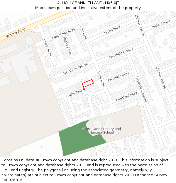 4, HOLLY BANK, ELLAND, HX5 0JT: Location map and indicative extent of plot