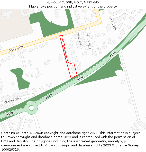 4, HOLLY CLOSE, HOLT, NR25 6AX: Location map and indicative extent of plot