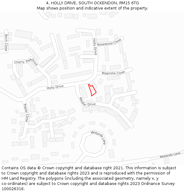 4, HOLLY DRIVE, SOUTH OCKENDON, RM15 6TG: Location map and indicative extent of plot