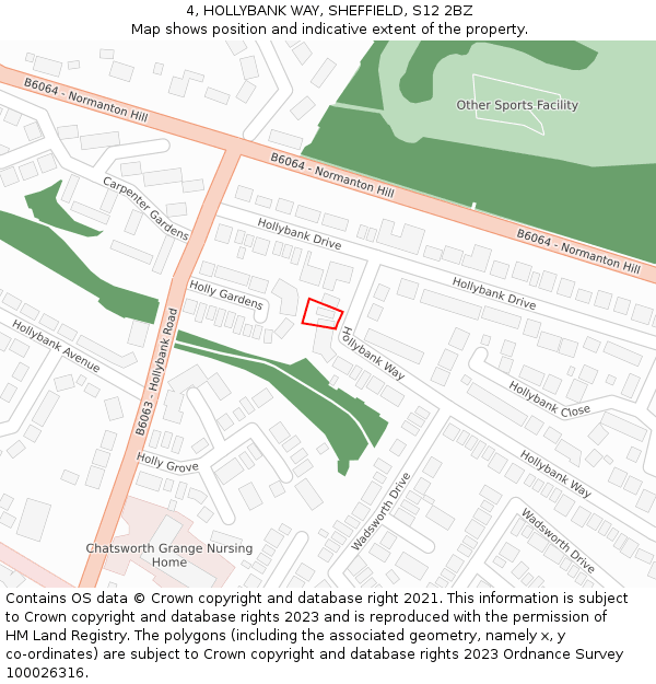 4, HOLLYBANK WAY, SHEFFIELD, S12 2BZ: Location map and indicative extent of plot