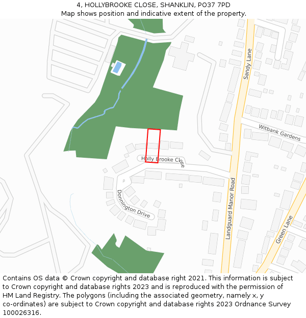 4, HOLLYBROOKE CLOSE, SHANKLIN, PO37 7PD: Location map and indicative extent of plot