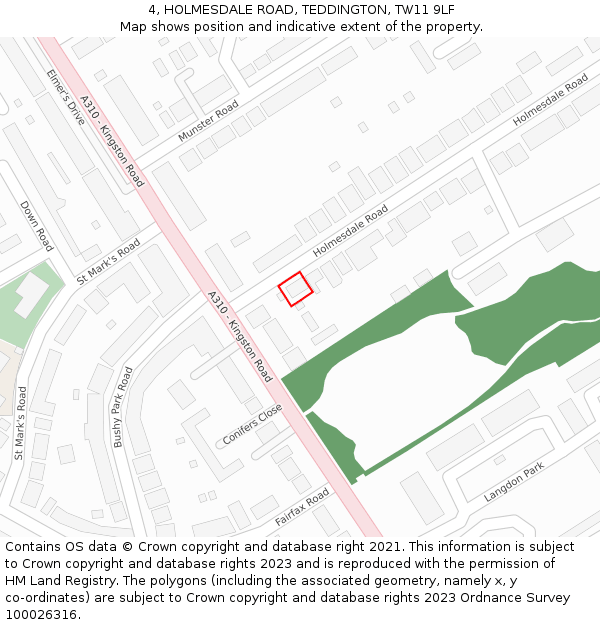 4, HOLMESDALE ROAD, TEDDINGTON, TW11 9LF: Location map and indicative extent of plot