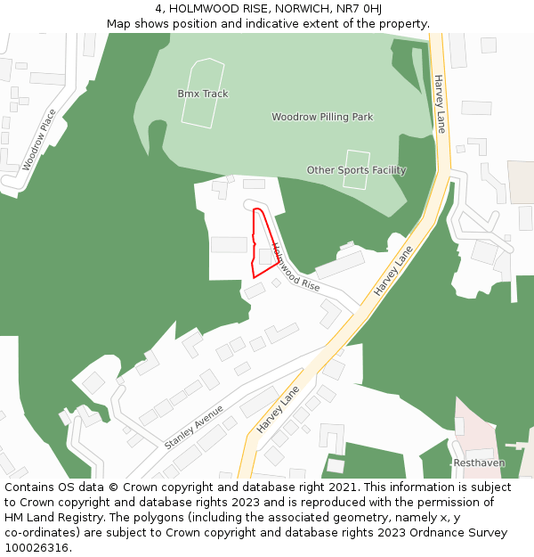 4, HOLMWOOD RISE, NORWICH, NR7 0HJ: Location map and indicative extent of plot