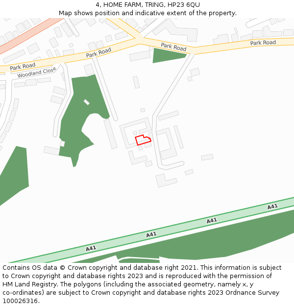 4, HOME FARM, TRING, HP23 6QU: Location map and indicative extent of plot