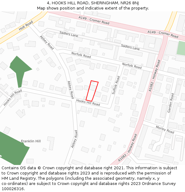 4, HOOKS HILL ROAD, SHERINGHAM, NR26 8NJ: Location map and indicative extent of plot