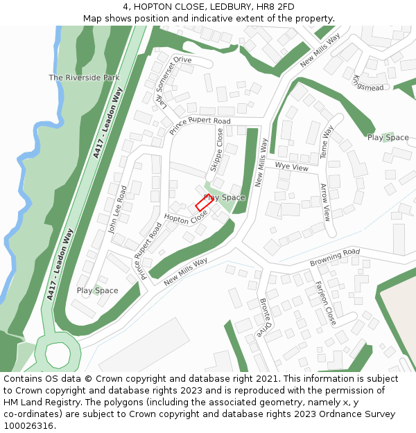 4, HOPTON CLOSE, LEDBURY, HR8 2FD: Location map and indicative extent of plot