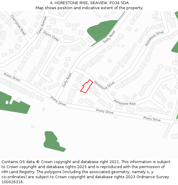 4, HORESTONE RISE, SEAVIEW, PO34 5DA: Location map and indicative extent of plot
