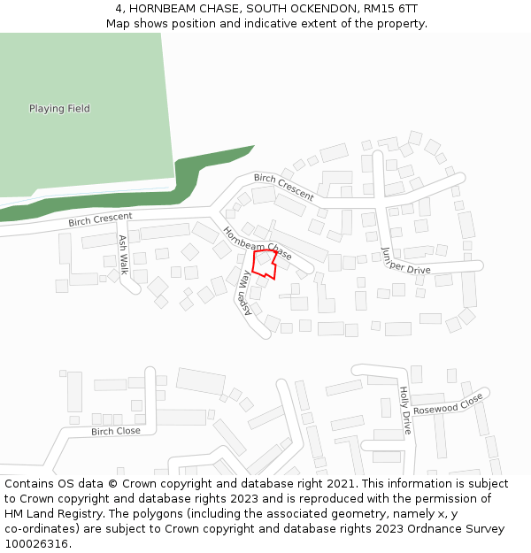 4, HORNBEAM CHASE, SOUTH OCKENDON, RM15 6TT: Location map and indicative extent of plot