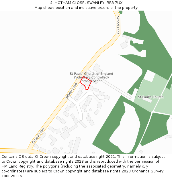 4, HOTHAM CLOSE, SWANLEY, BR8 7UX: Location map and indicative extent of plot