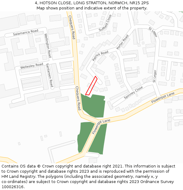 4, HOTSON CLOSE, LONG STRATTON, NORWICH, NR15 2PS: Location map and indicative extent of plot