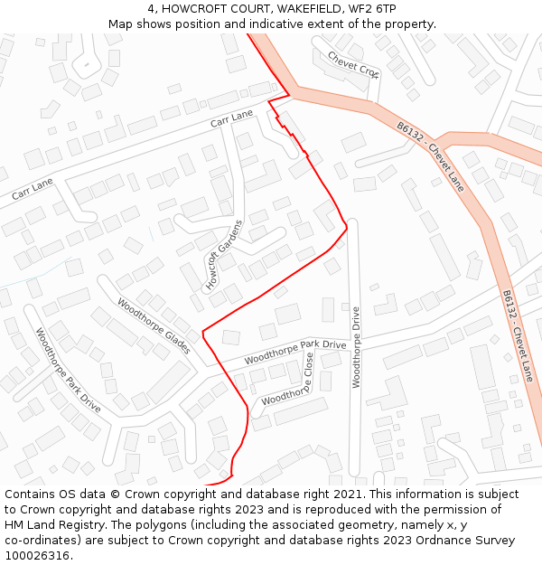 4, HOWCROFT COURT, WAKEFIELD, WF2 6TP: Location map and indicative extent of plot