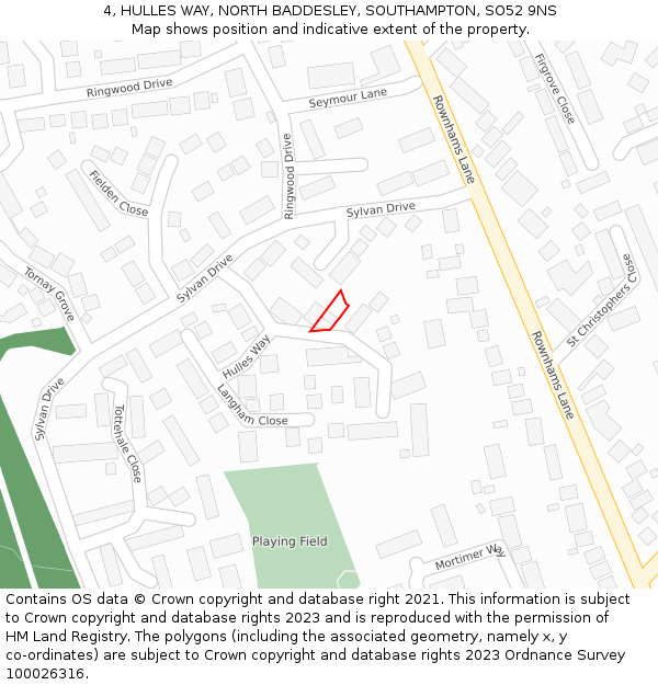 4, HULLES WAY, NORTH BADDESLEY, SOUTHAMPTON, SO52 9NS: Location map and indicative extent of plot
