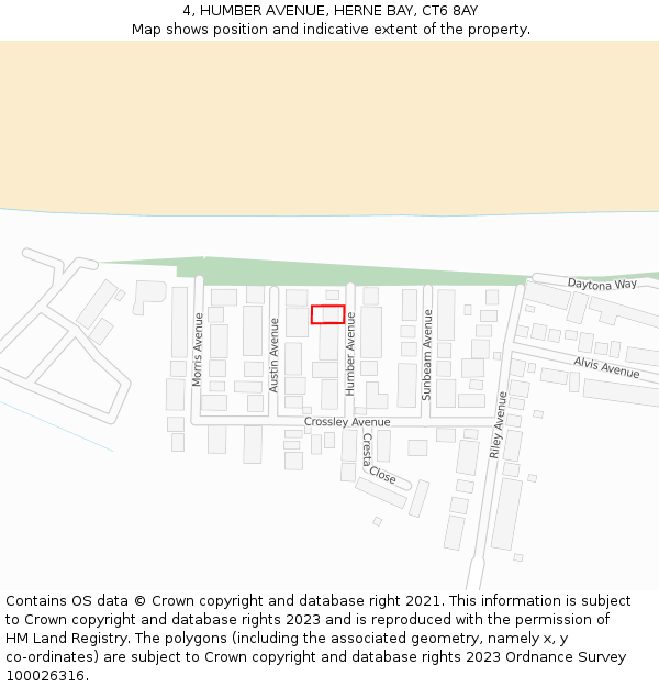 4, HUMBER AVENUE, HERNE BAY, CT6 8AY: Location map and indicative extent of plot