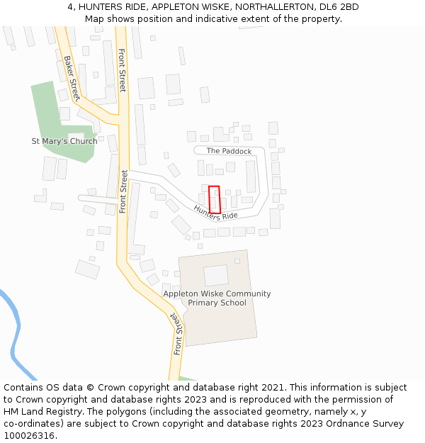 4, HUNTERS RIDE, APPLETON WISKE, NORTHALLERTON, DL6 2BD: Location map and indicative extent of plot