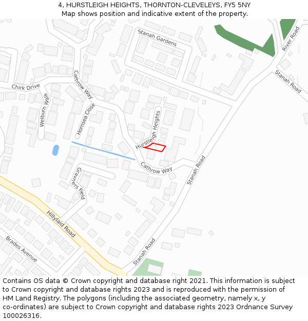 4, HURSTLEIGH HEIGHTS, THORNTON-CLEVELEYS, FY5 5NY: Location map and indicative extent of plot