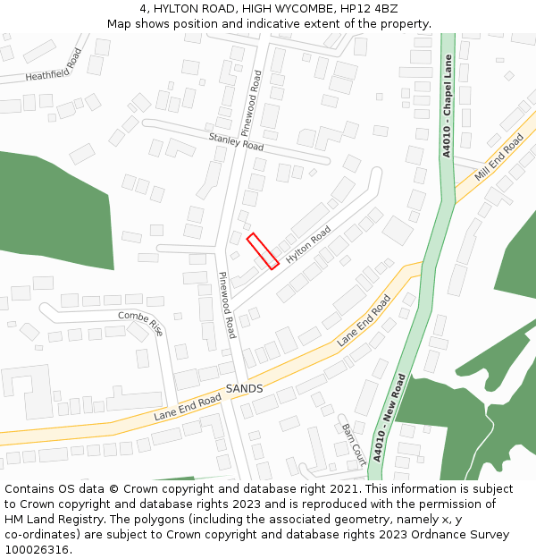 4, HYLTON ROAD, HIGH WYCOMBE, HP12 4BZ: Location map and indicative extent of plot