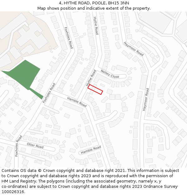 4, HYTHE ROAD, POOLE, BH15 3NN: Location map and indicative extent of plot