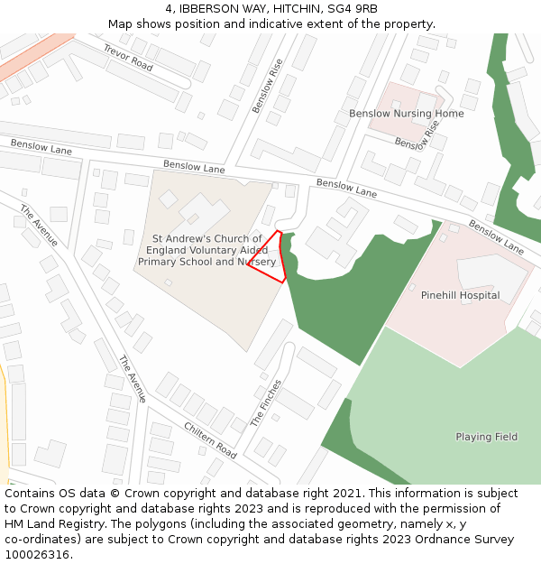 4, IBBERSON WAY, HITCHIN, SG4 9RB: Location map and indicative extent of plot