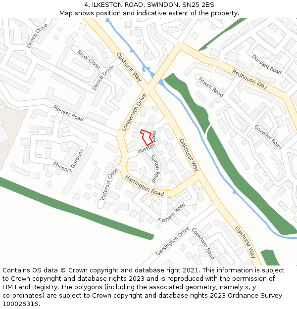 4, ILKESTON ROAD, SWINDON, SN25 2BS: Location map and indicative extent of plot