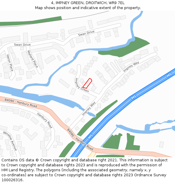 4, IMPNEY GREEN, DROITWICH, WR9 7EL: Location map and indicative extent of plot