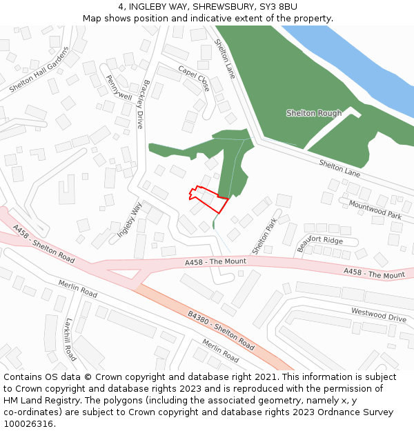 4, INGLEBY WAY, SHREWSBURY, SY3 8BU: Location map and indicative extent of plot