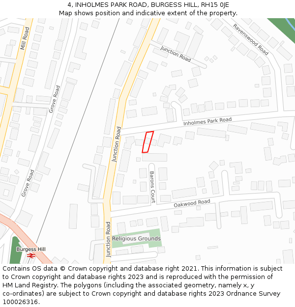 4, INHOLMES PARK ROAD, BURGESS HILL, RH15 0JE: Location map and indicative extent of plot