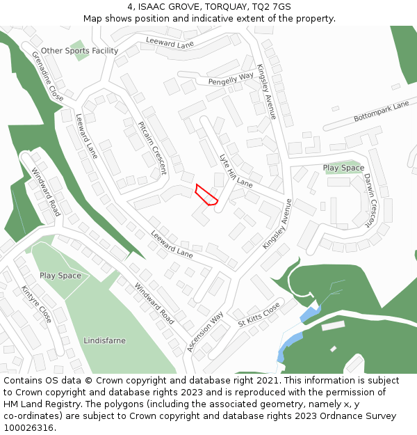 4, ISAAC GROVE, TORQUAY, TQ2 7GS: Location map and indicative extent of plot