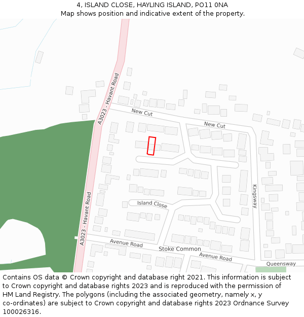 4, ISLAND CLOSE, HAYLING ISLAND, PO11 0NA: Location map and indicative extent of plot