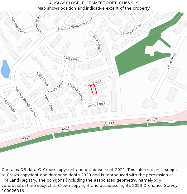 4, ISLAY CLOSE, ELLESMERE PORT, CH65 9LS: Location map and indicative extent of plot