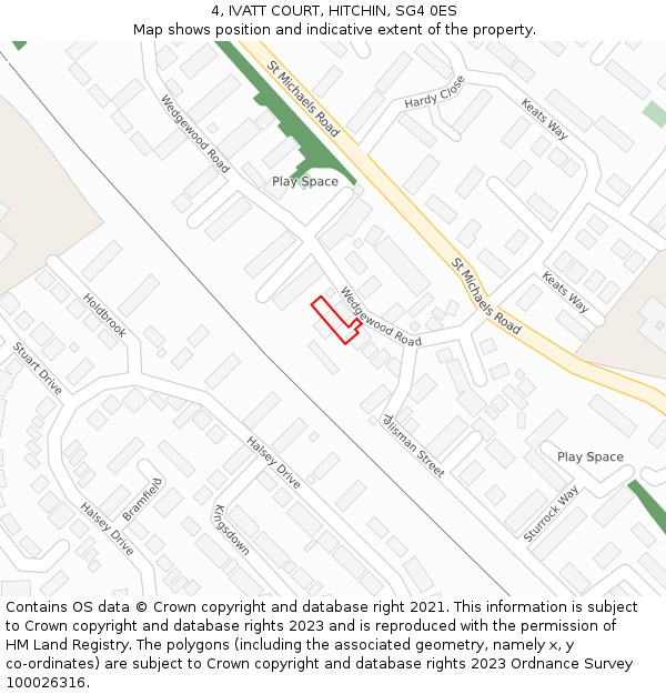 4, IVATT COURT, HITCHIN, SG4 0ES: Location map and indicative extent of plot