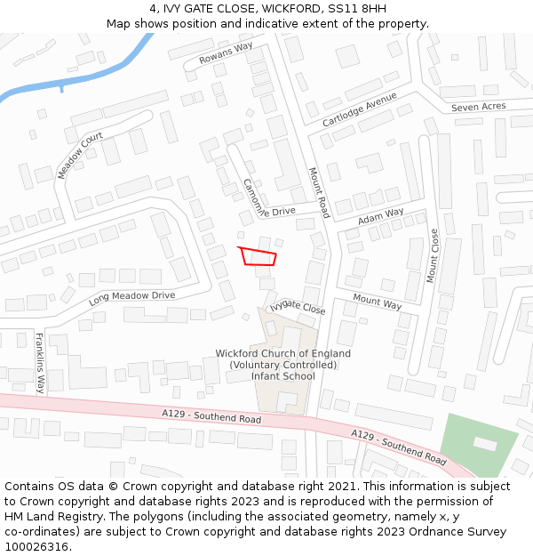 4, IVY GATE CLOSE, WICKFORD, SS11 8HH: Location map and indicative extent of plot