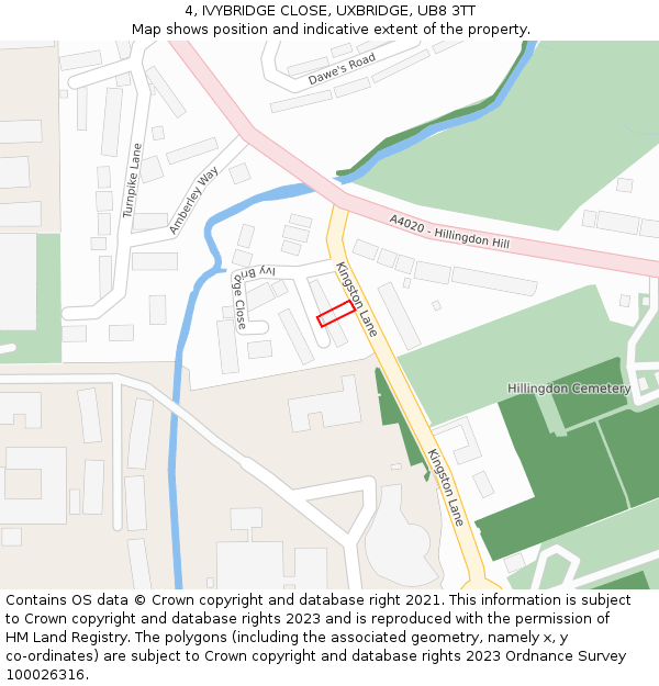 4, IVYBRIDGE CLOSE, UXBRIDGE, UB8 3TT: Location map and indicative extent of plot