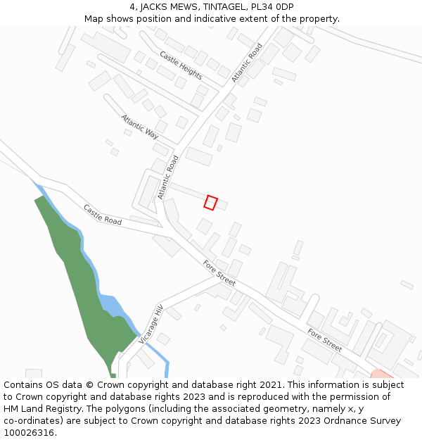 4, JACKS MEWS, TINTAGEL, PL34 0DP: Location map and indicative extent of plot