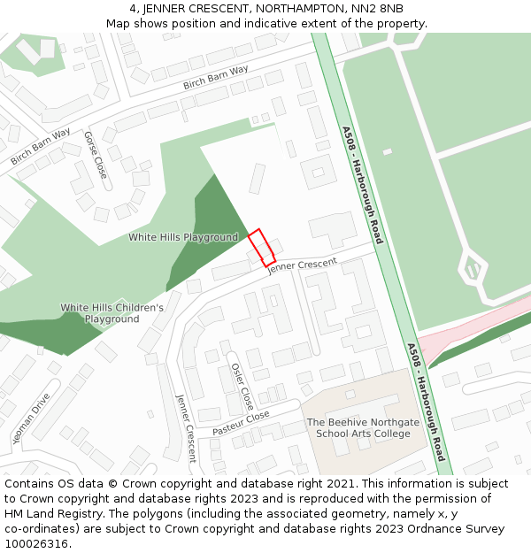 4, JENNER CRESCENT, NORTHAMPTON, NN2 8NB: Location map and indicative extent of plot