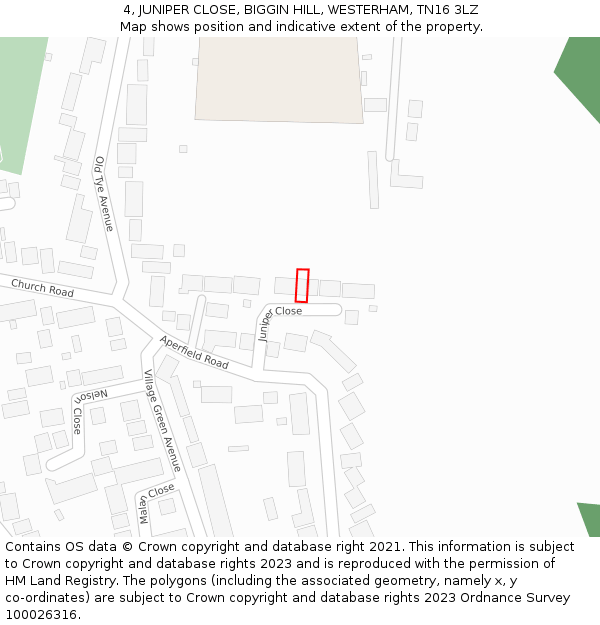 4, JUNIPER CLOSE, BIGGIN HILL, WESTERHAM, TN16 3LZ: Location map and indicative extent of plot