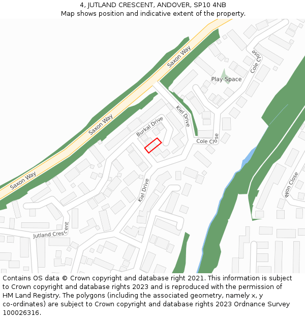 4, JUTLAND CRESCENT, ANDOVER, SP10 4NB: Location map and indicative extent of plot