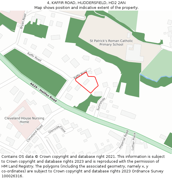 4, KAFFIR ROAD, HUDDERSFIELD, HD2 2AN: Location map and indicative extent of plot