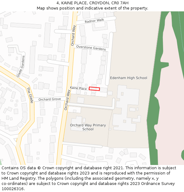 4, KAINE PLACE, CROYDON, CR0 7AH: Location map and indicative extent of plot