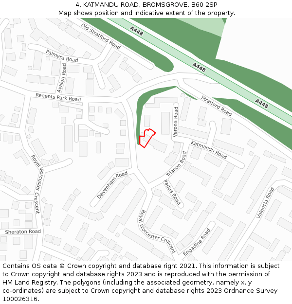 4, KATMANDU ROAD, BROMSGROVE, B60 2SP: Location map and indicative extent of plot