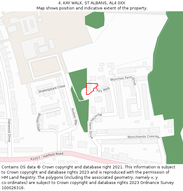 4, KAY WALK, ST ALBANS, AL4 0XX: Location map and indicative extent of plot