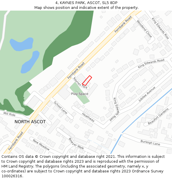 4, KAYNES PARK, ASCOT, SL5 8DP: Location map and indicative extent of plot