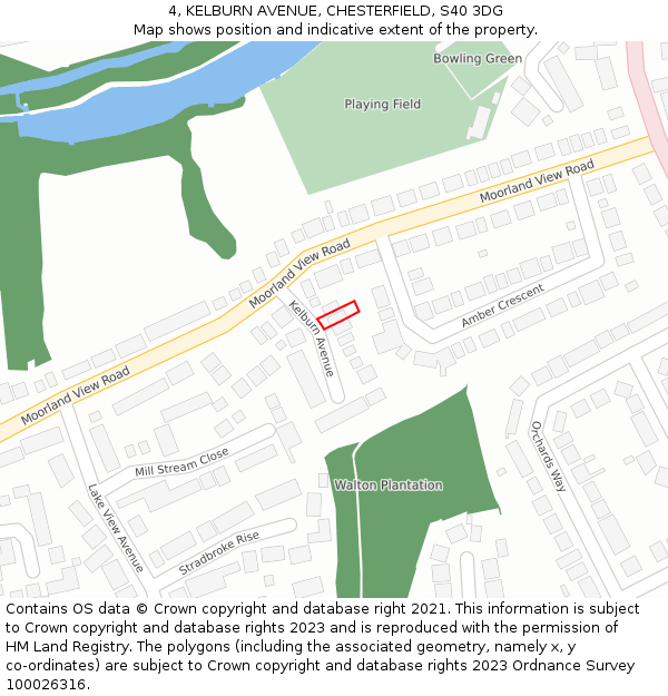 4, KELBURN AVENUE, CHESTERFIELD, S40 3DG: Location map and indicative extent of plot