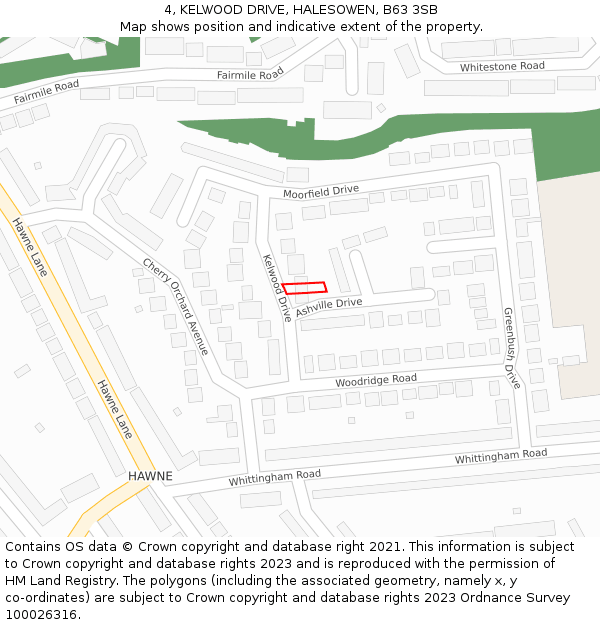 4, KELWOOD DRIVE, HALESOWEN, B63 3SB: Location map and indicative extent of plot