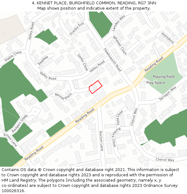 4, KENNET PLACE, BURGHFIELD COMMON, READING, RG7 3NN: Location map and indicative extent of plot