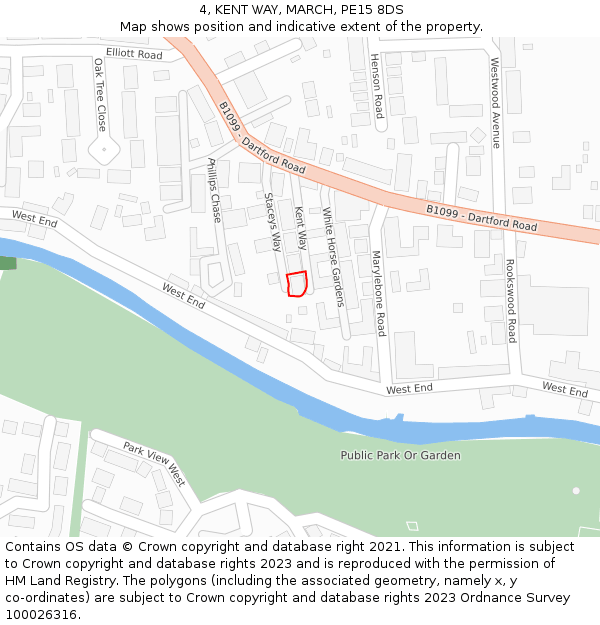 4, KENT WAY, MARCH, PE15 8DS: Location map and indicative extent of plot