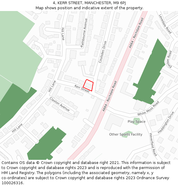 4, KERR STREET, MANCHESTER, M9 6PJ: Location map and indicative extent of plot