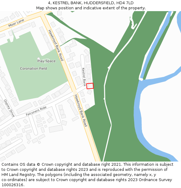 4, KESTREL BANK, HUDDERSFIELD, HD4 7LD: Location map and indicative extent of plot