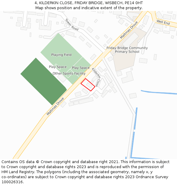 4, KILDERKIN CLOSE, FRIDAY BRIDGE, WISBECH, PE14 0HT: Location map and indicative extent of plot