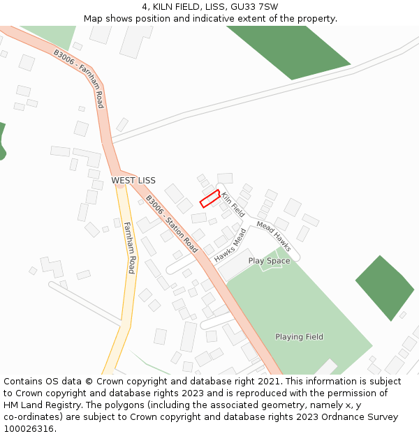 4, KILN FIELD, LISS, GU33 7SW: Location map and indicative extent of plot