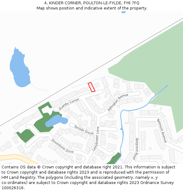 4, KINDER CORNER, POULTON-LE-FYLDE, FY6 7FQ: Location map and indicative extent of plot